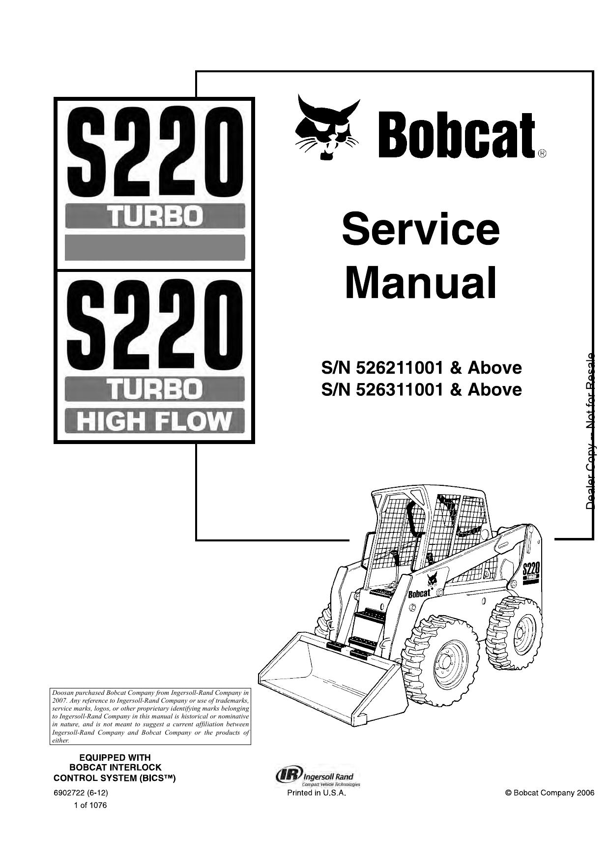 S220 Skid-Steer Loader Service Manual Bobcat 2